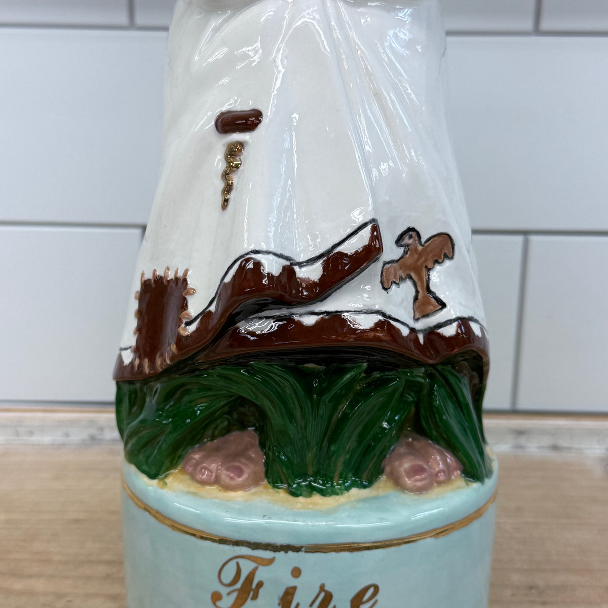 Fire Water Ceramic Figural Decanter R J Ceramics