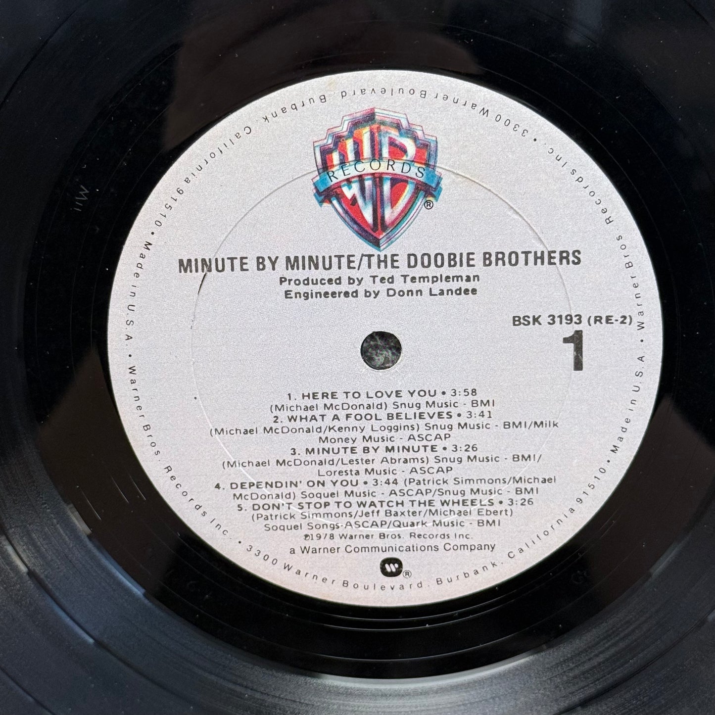 The Doobie Brothers Minute by Minute Vinyl Record LP 1978 #BSK-3193
