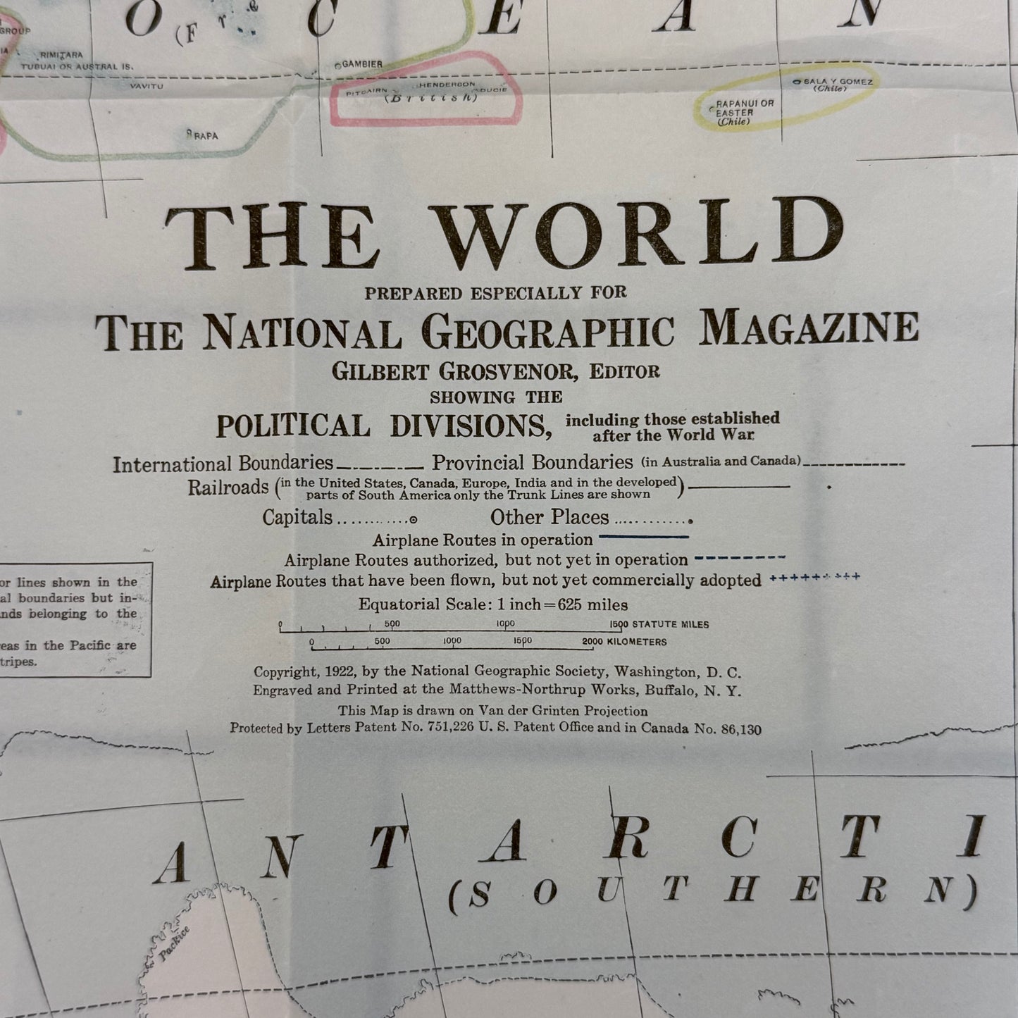 National Geographic Post-WWI Van der Grinten World Map 1922