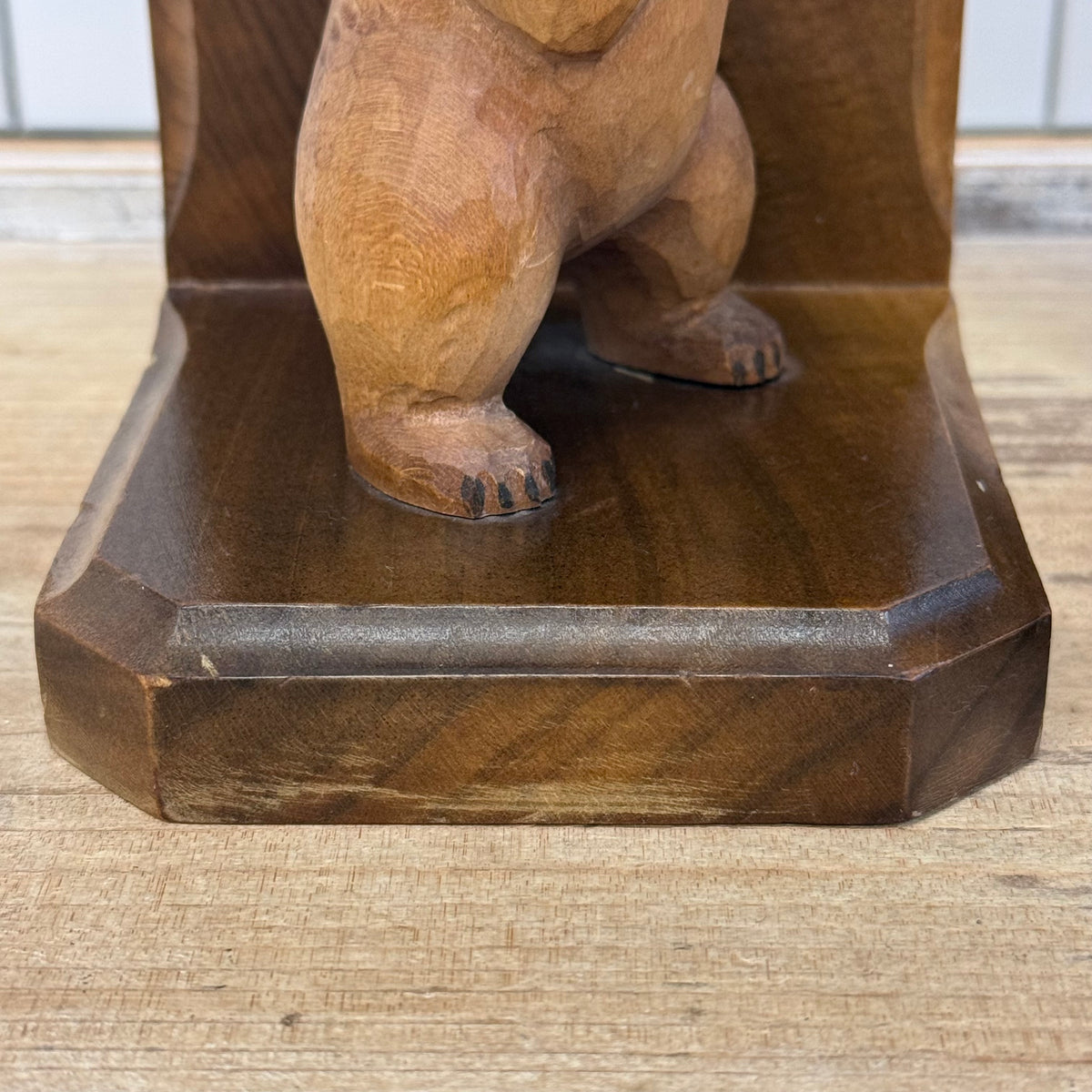 Carved Wood Bear Bookends Rustic Lodge Folk Art Pair