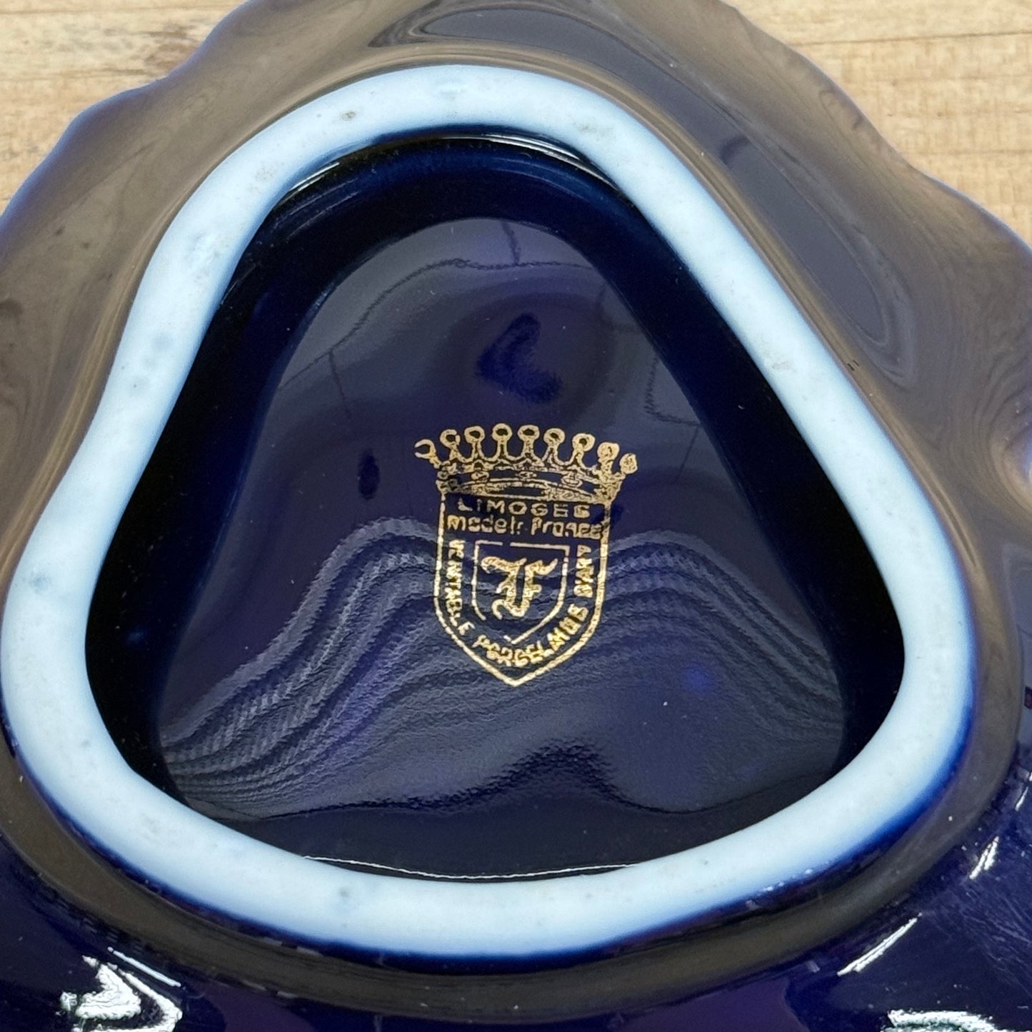 Limoges Castel France Cobalt Blue Porcelain Bell & Dish Set