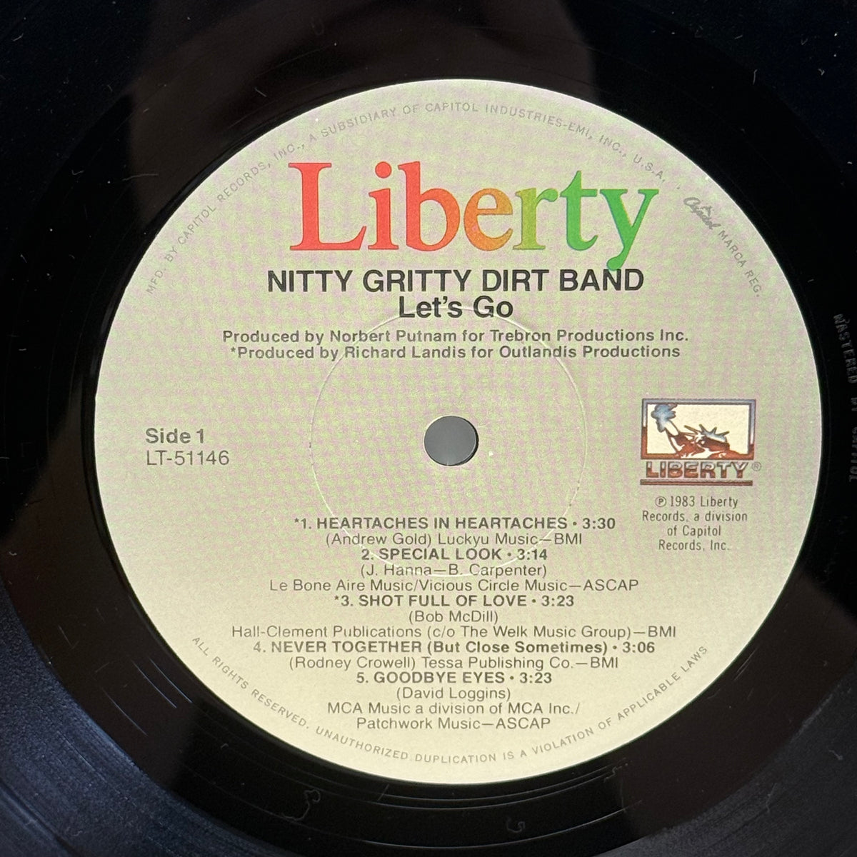 Nitty Gritty Dirt Band Let’s Go Vinyl LP 1983 --LT-51146