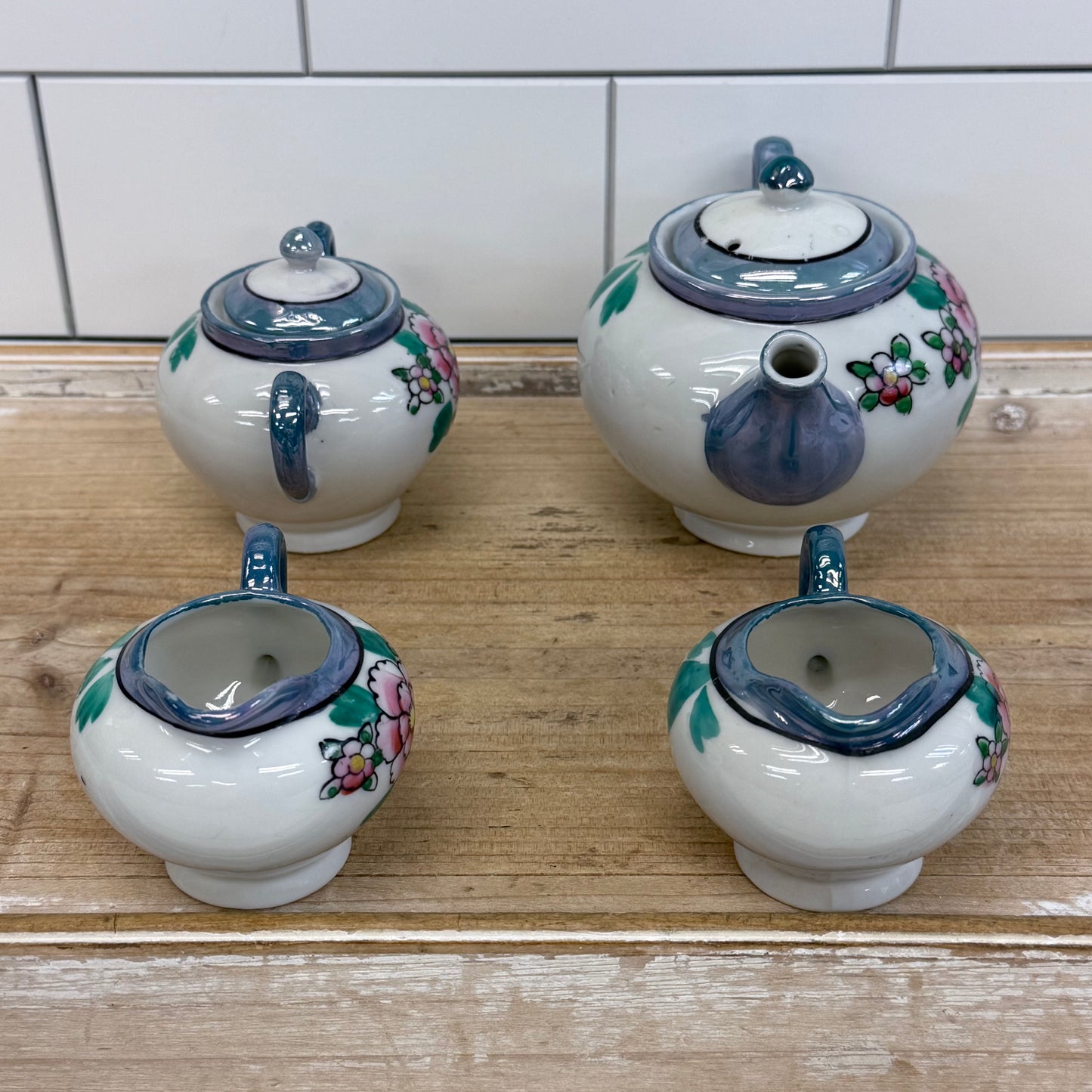 Japanese Lusterware Children's Tea Set Porcelain 22 Pieces