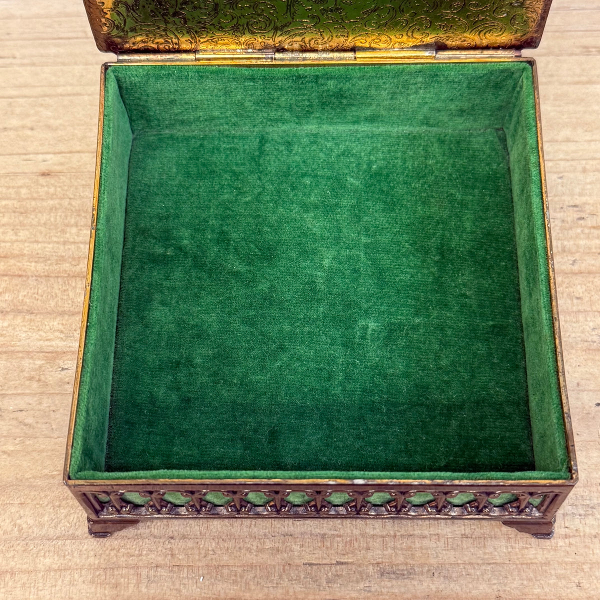 Vintage Degas Ballerina Jewelry Box Green Velvet Lined