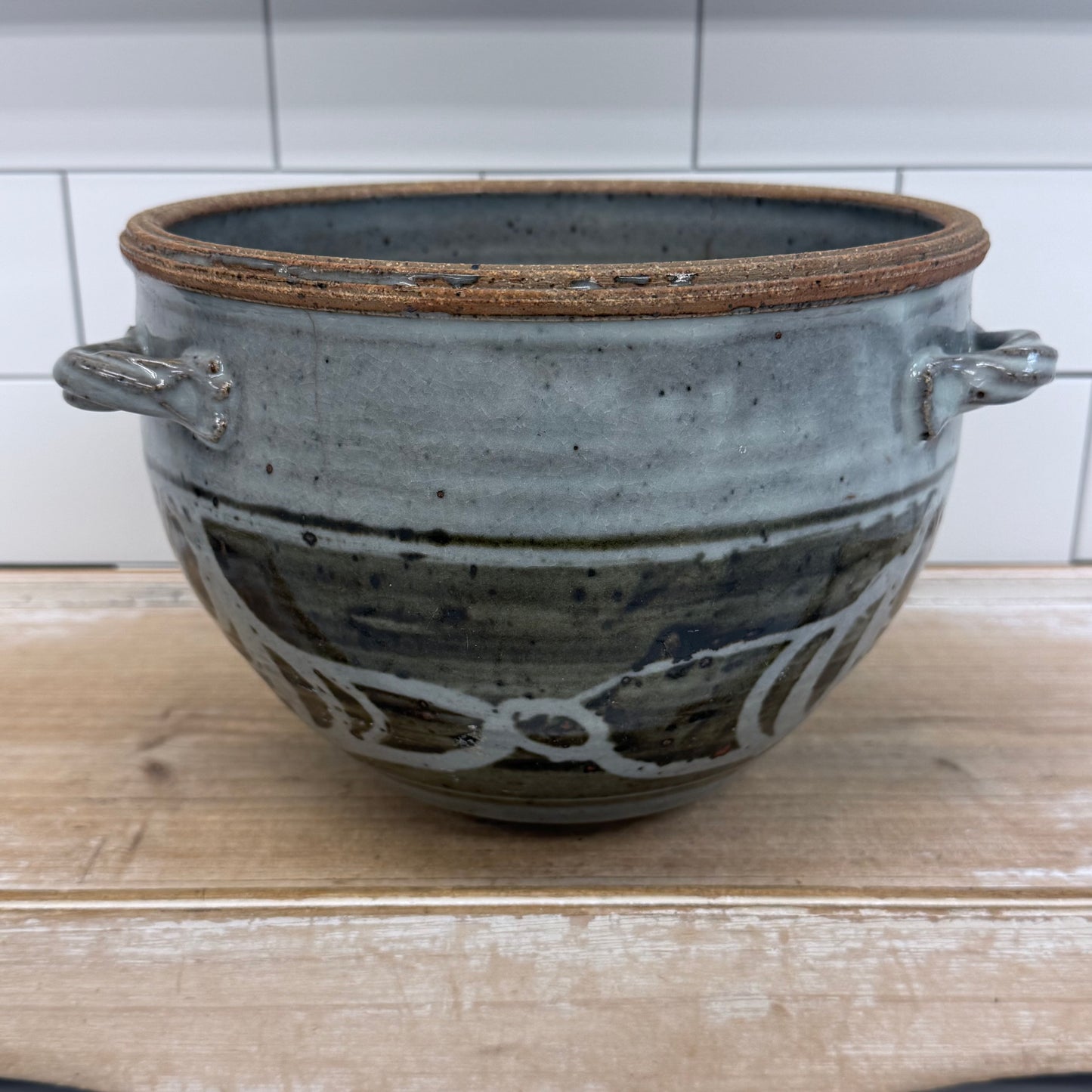 Studio Art Pottery Stoneware Planter Gray Glaze