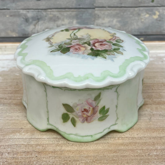 Hand Painted Porcelain Powder Jar, 1984