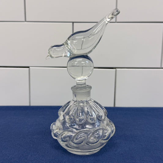 Vintage Bird Stopper Perfume Bottle Art Glass Vanity Decor