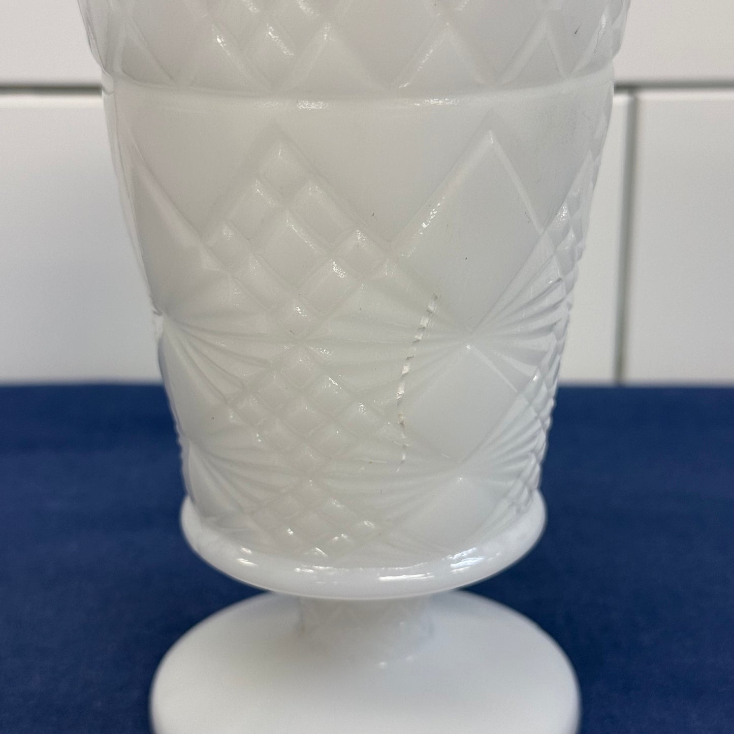 Hazel-Atlas Milk Glass Pedestal Goblets Set of 3 Vintage 1960s