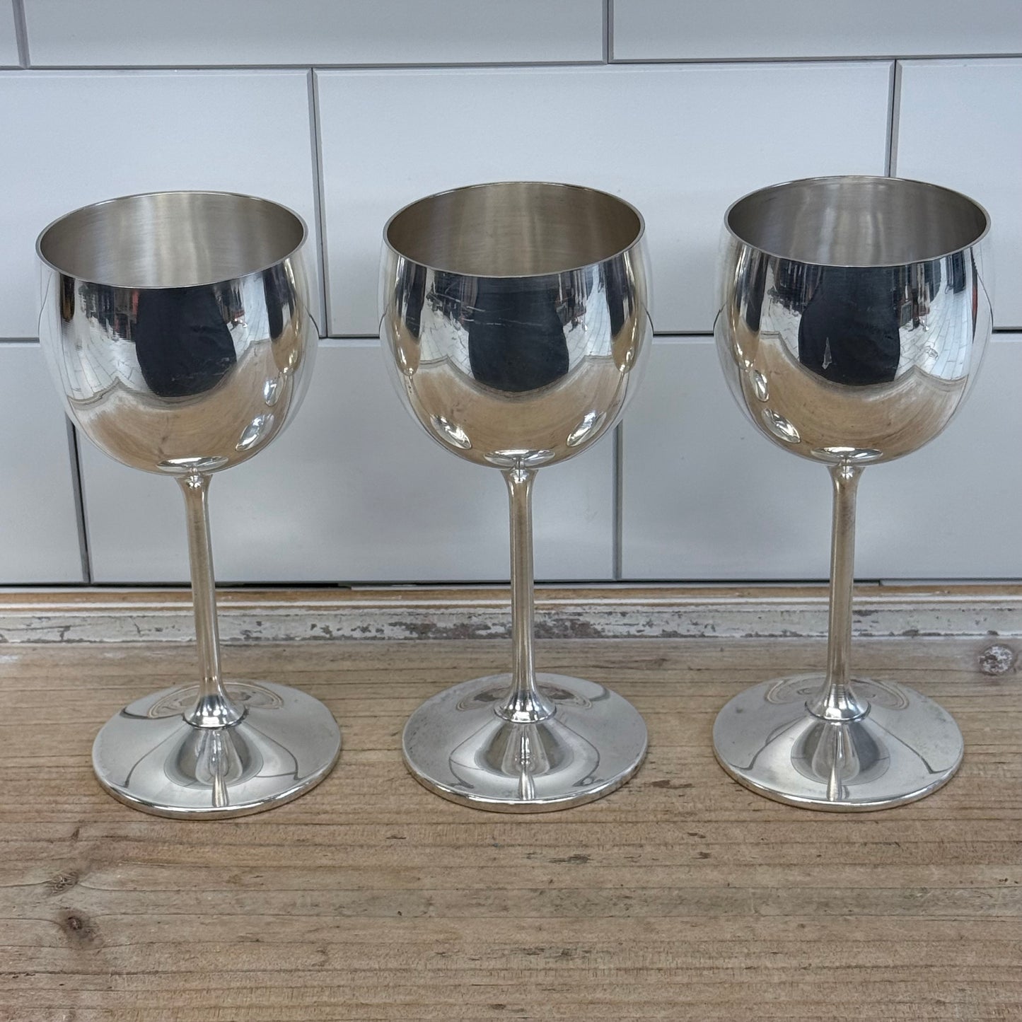 Spanish Silver Plate Wine Goblets Set of 6 Vintage 1960s