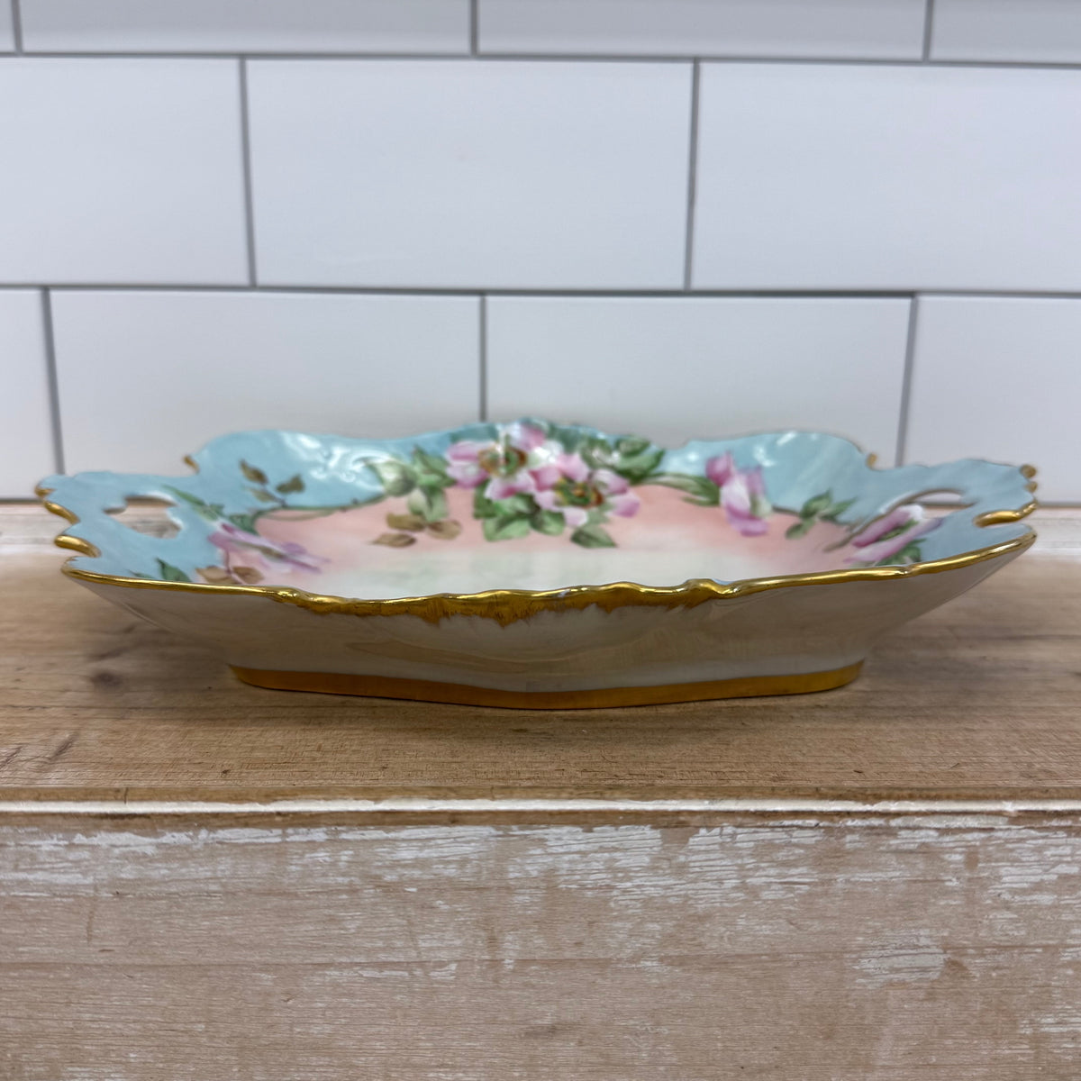Antique Fürstenberg Brunswick Floral Porcelain Tray Gilt 1920s
