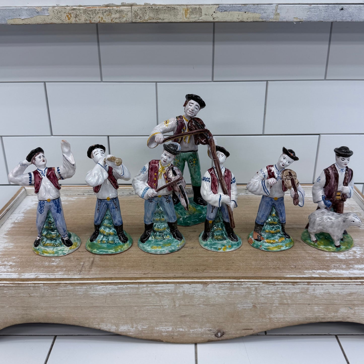 Eastern European Folk Musician Figurines Set of 7 Ceramic 1992