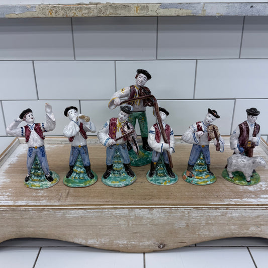 Eastern European Folk Musician Figurines Set of 7 Ceramic 1992