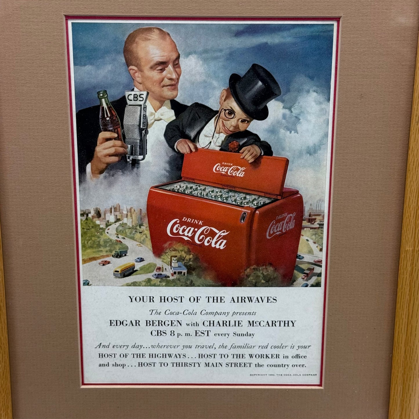 Coca-Cola Original Framed Print Advertisements Set of 2 1950