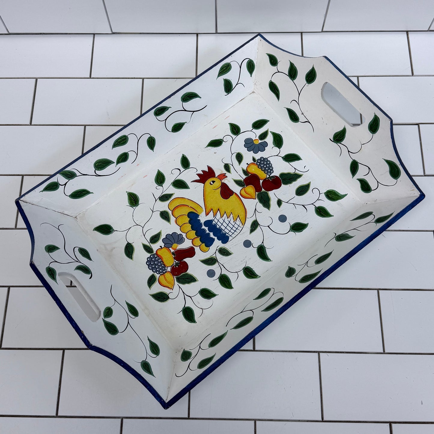 Style-Eyes Baum Bros Provence Rooster Hand Painted Tray