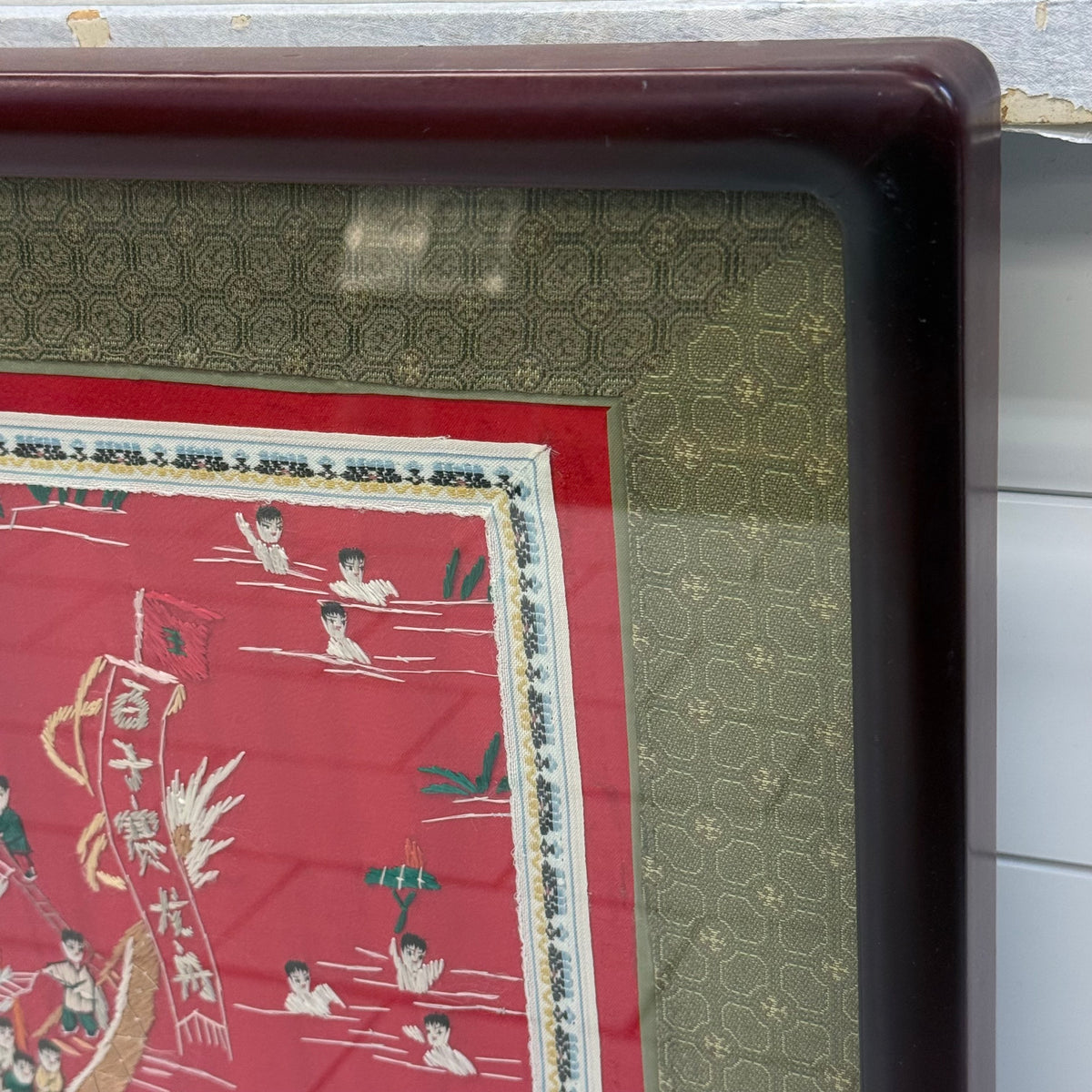 Chinese Dragon Boat Festival Silk Embroidery Framed Art