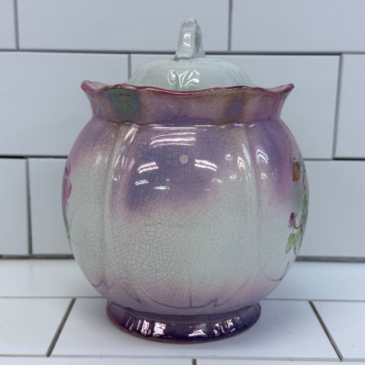 Bonn Franz Anton Mehlem Floral Biscuit Jar c.1890s