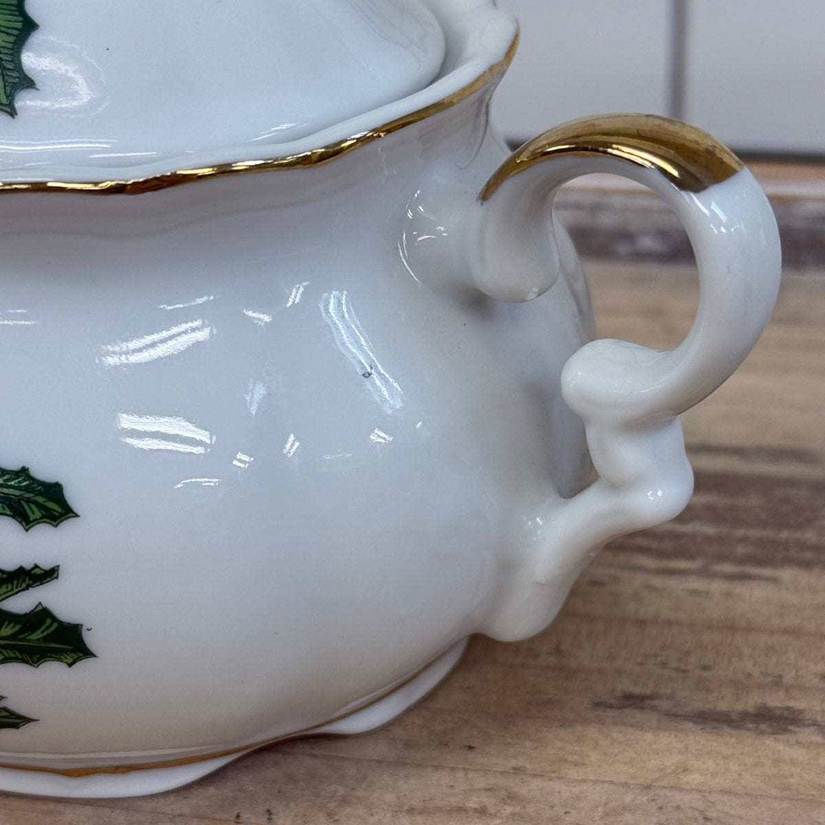 Lefton Cardinal Holly Creamer & Sugar Bowl Christmas