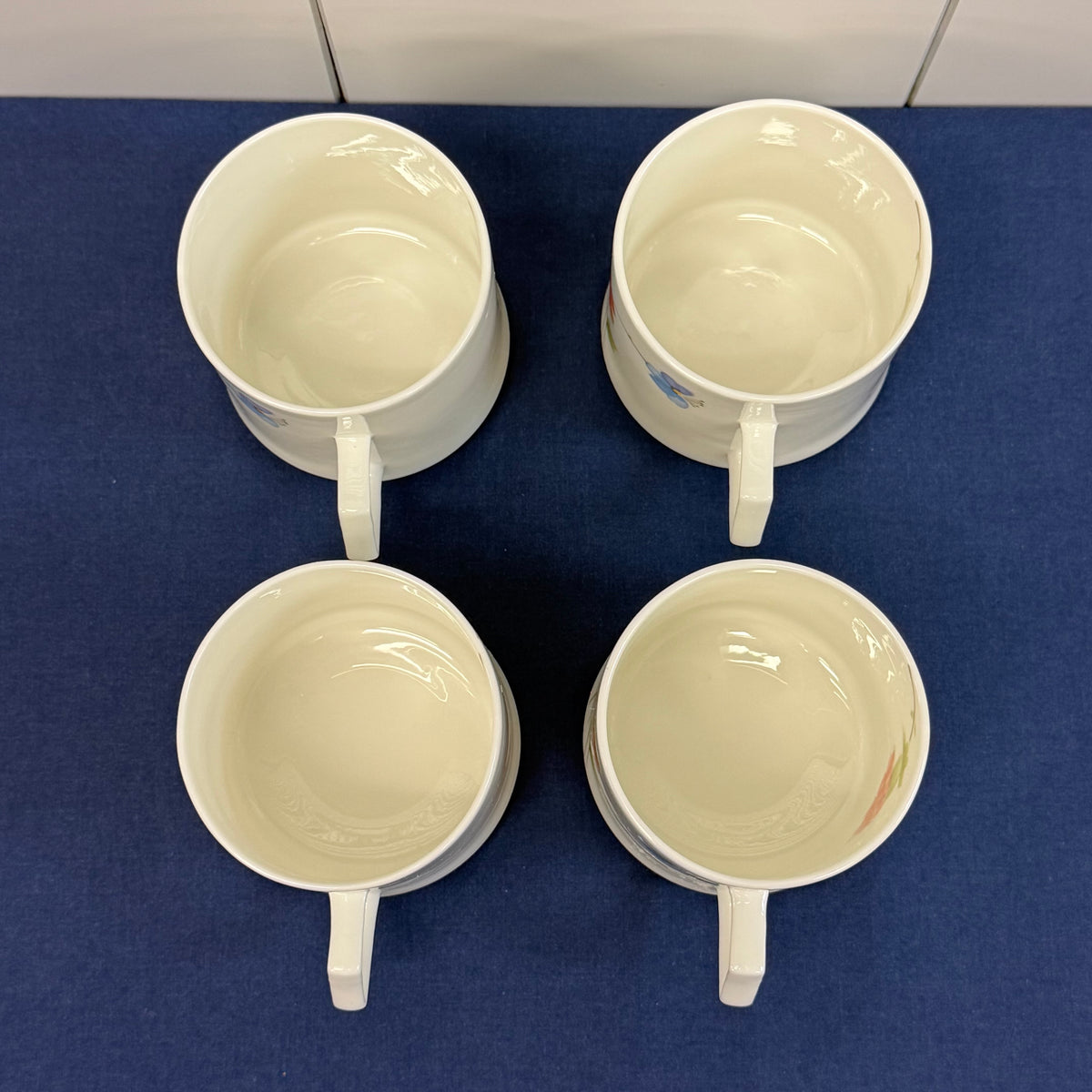 Mikasa Just Flowers Flat Cups Set of 4 Bone China 1980s