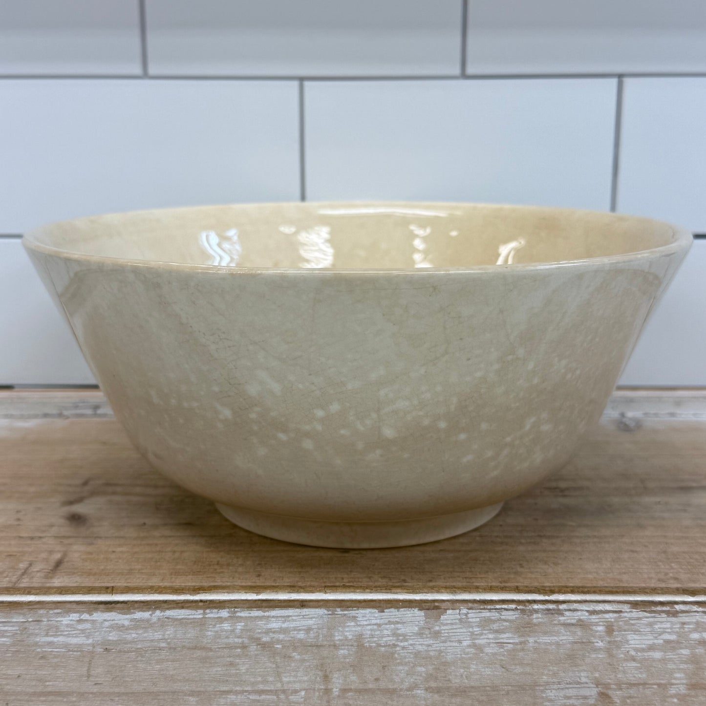 American Cream Glazed Stoneware Mixing Bowl 1940s–50s