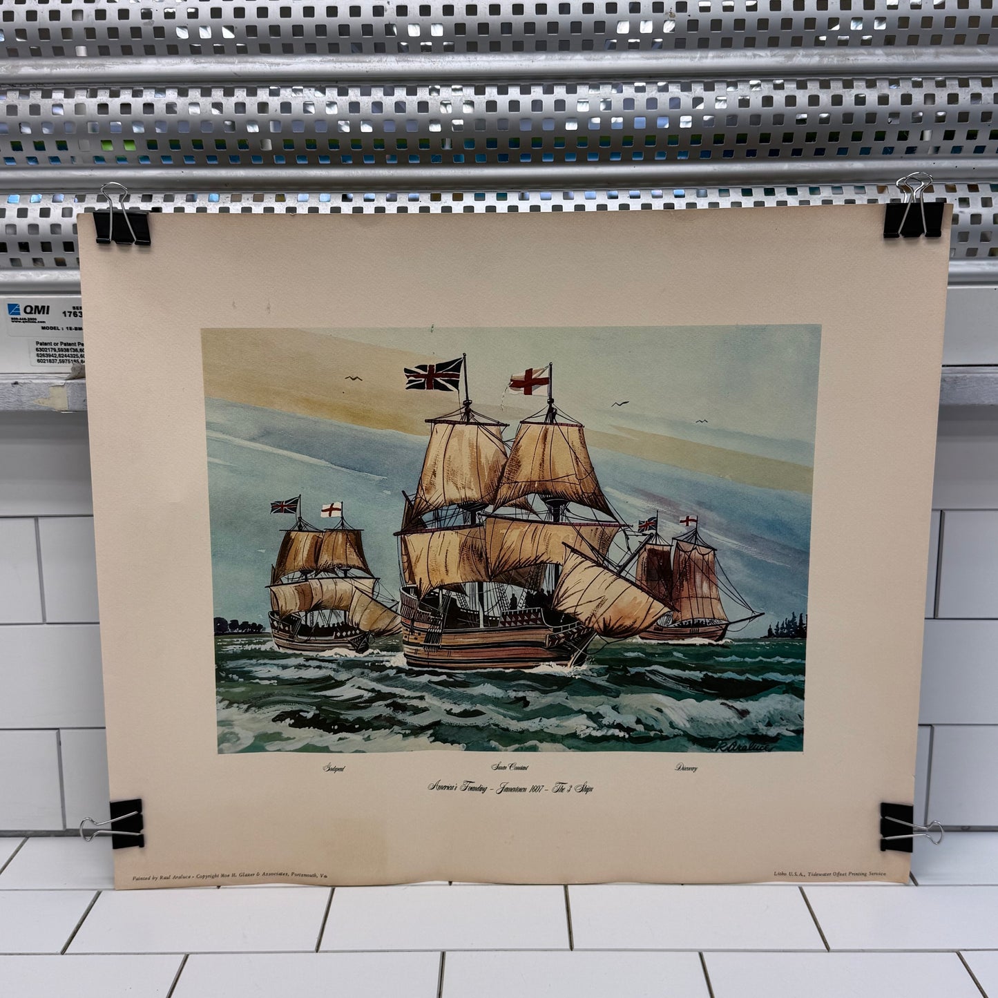Raul Araluce Three Ships Jamestown 1607 Lithograph