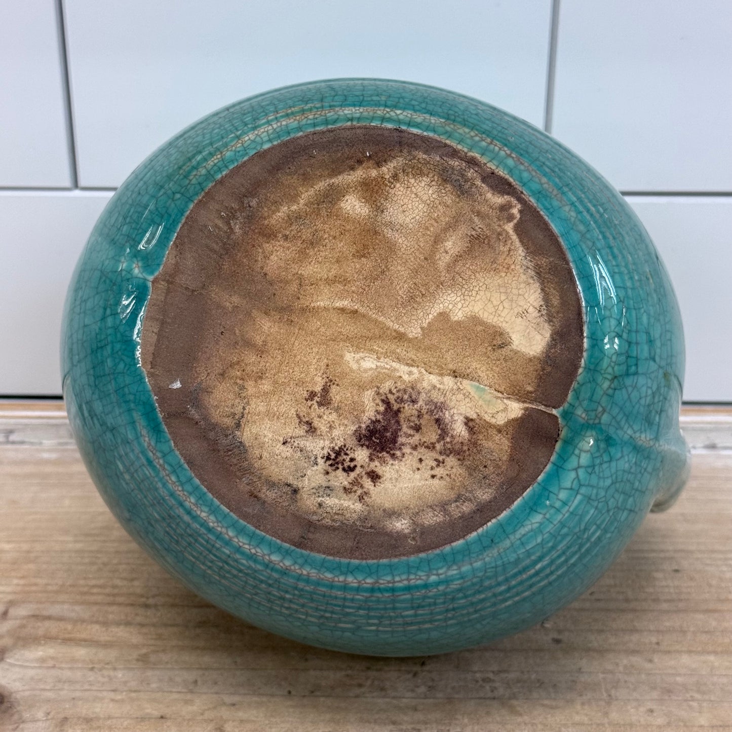 Turquoise Ball Pitcher Mid-Century Ceramic