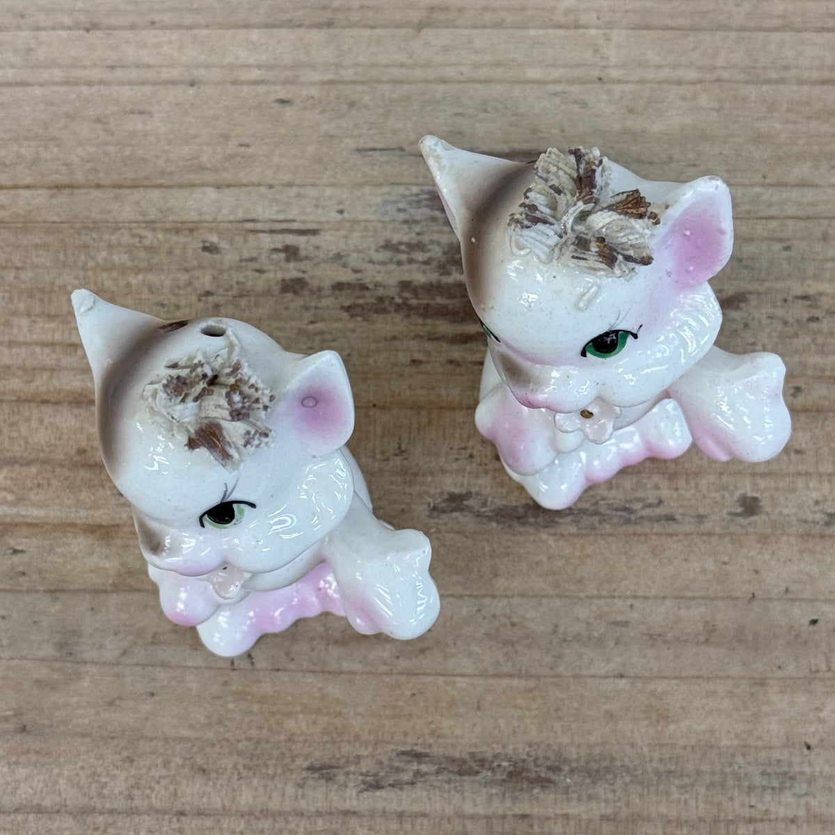 Ceramic Cat Salt Pepper Shaker Pair Vintage 1950s