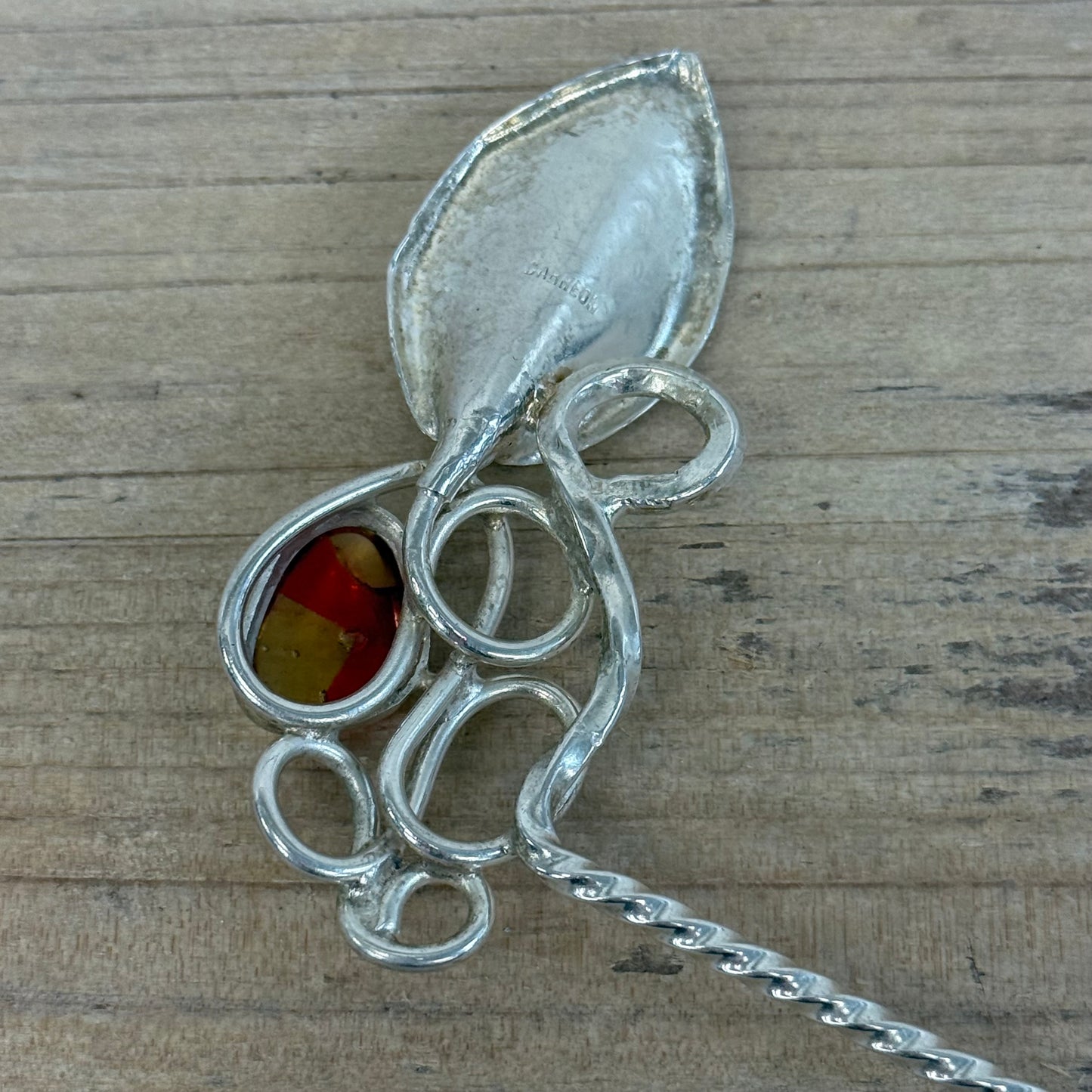 Dichroic Glass Cabochon Hair Stick Handmade by Claudia Carreon