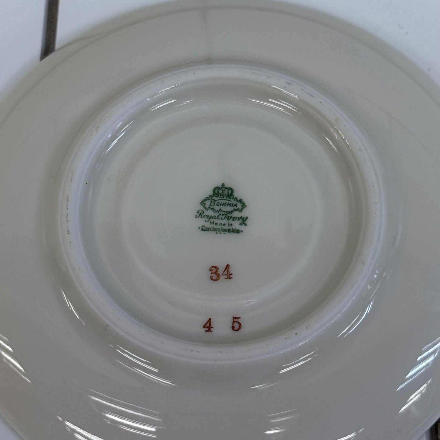 Bohemia Royal Ivory Teacup & Saucer Set of 8 Vintage 1930s