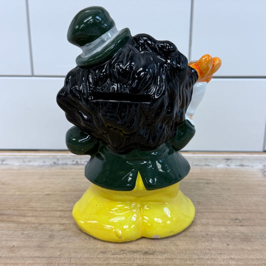 Vintage Ceramic Hobo Clown Savings Coin Bank with Original Box