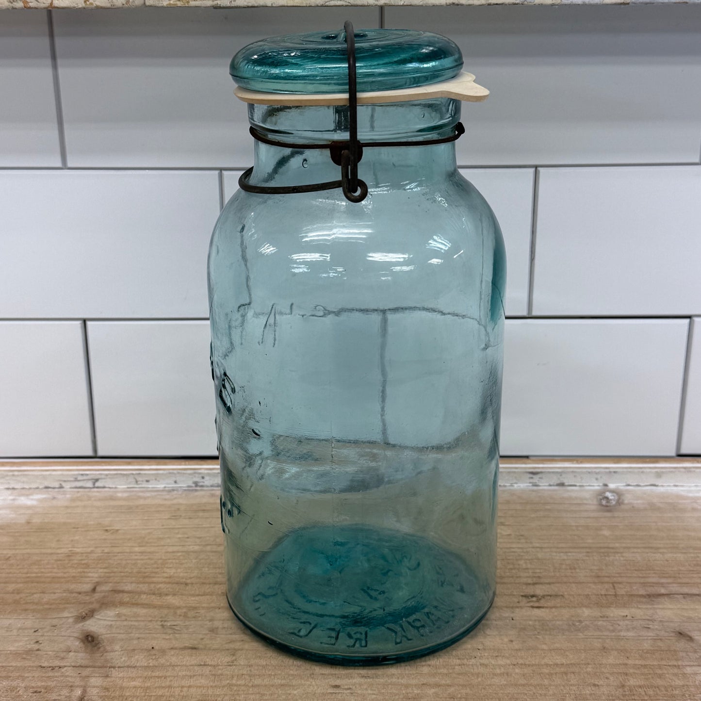 Hazel Atlas E-Z Seal Aqua Glass Canning Jar USA 1910s-1920s