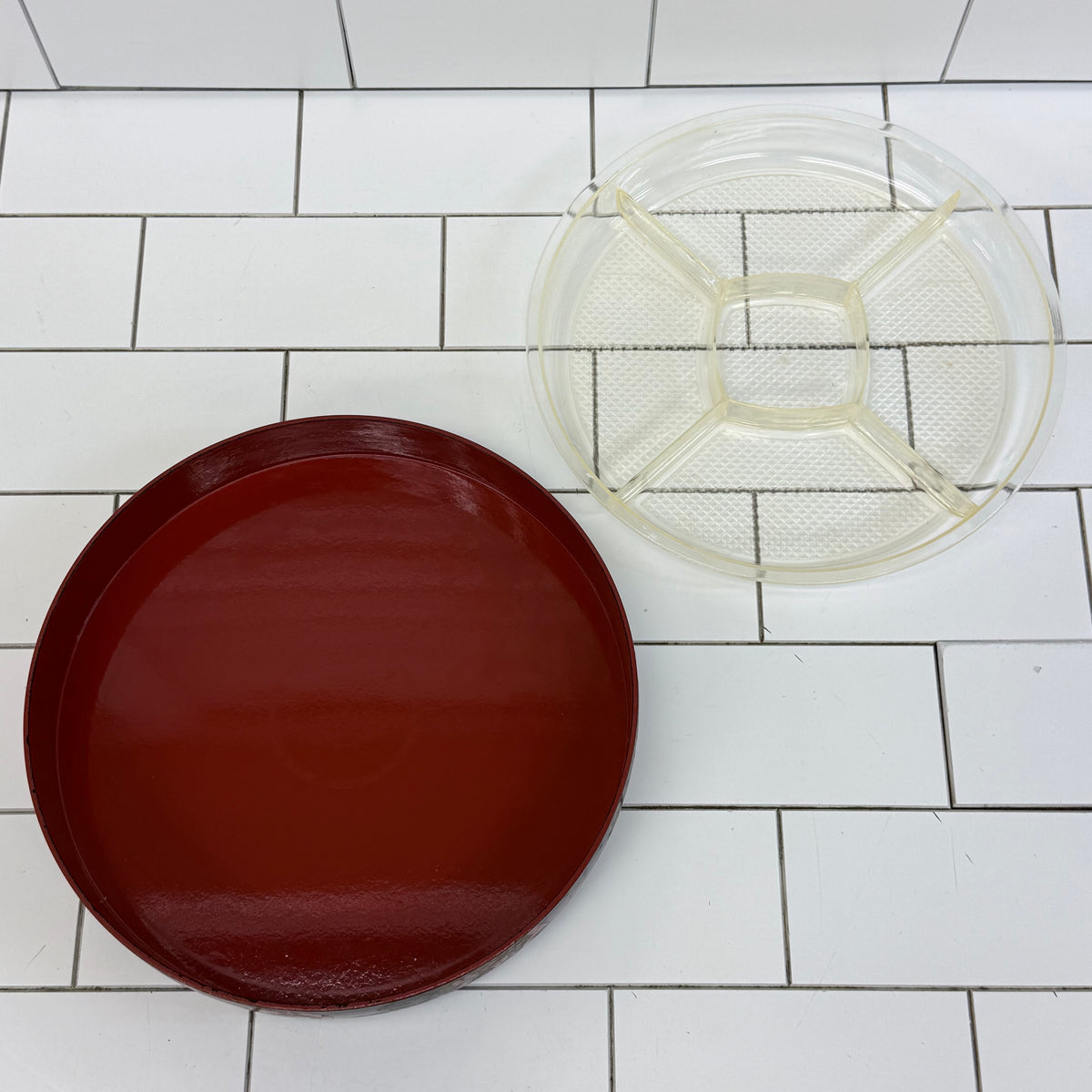 Japanese Lacquer-Style Stacking Serving Set Plates & Trays