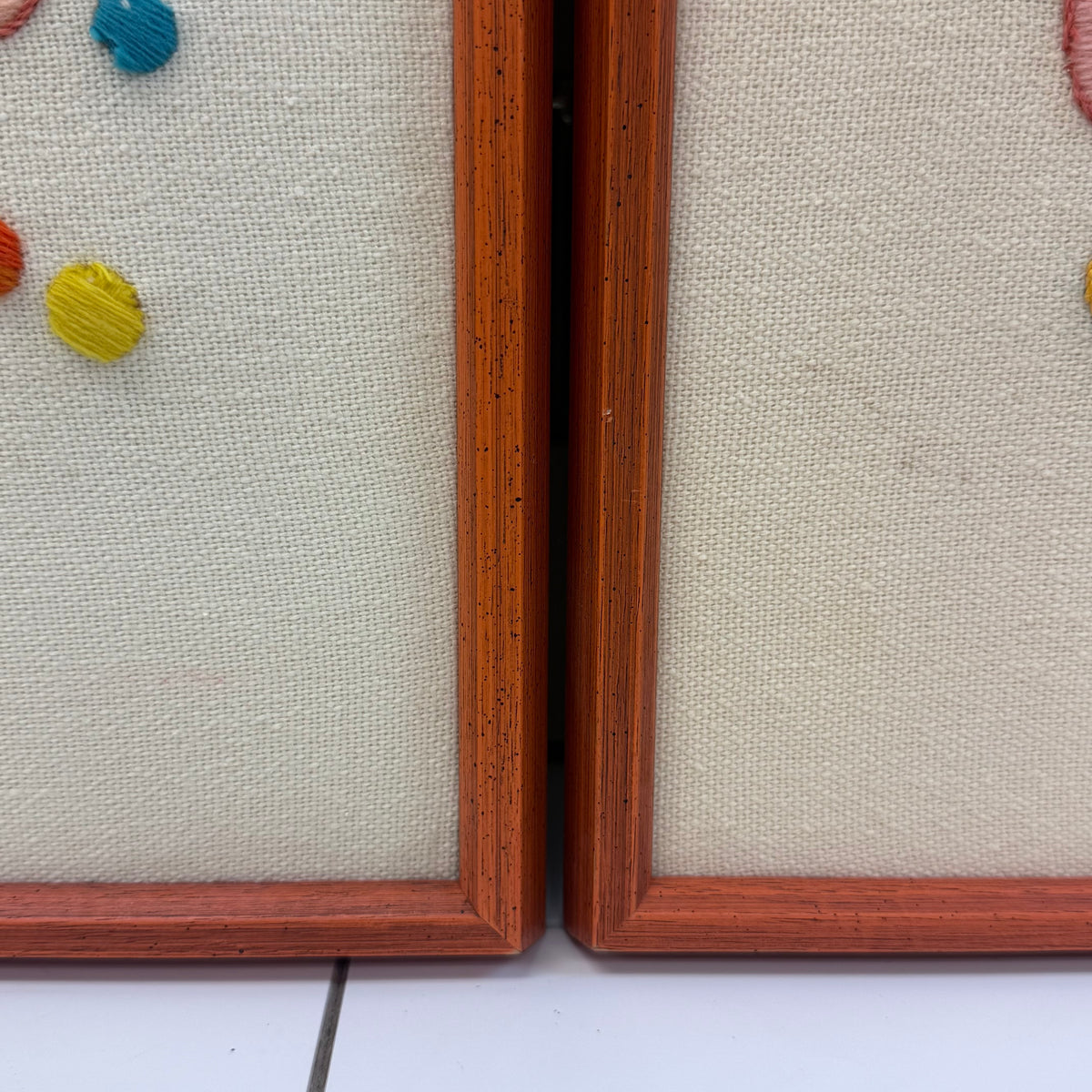Raggedy Ann & Andy Framed Crewel Embroidery Art, Set of 2