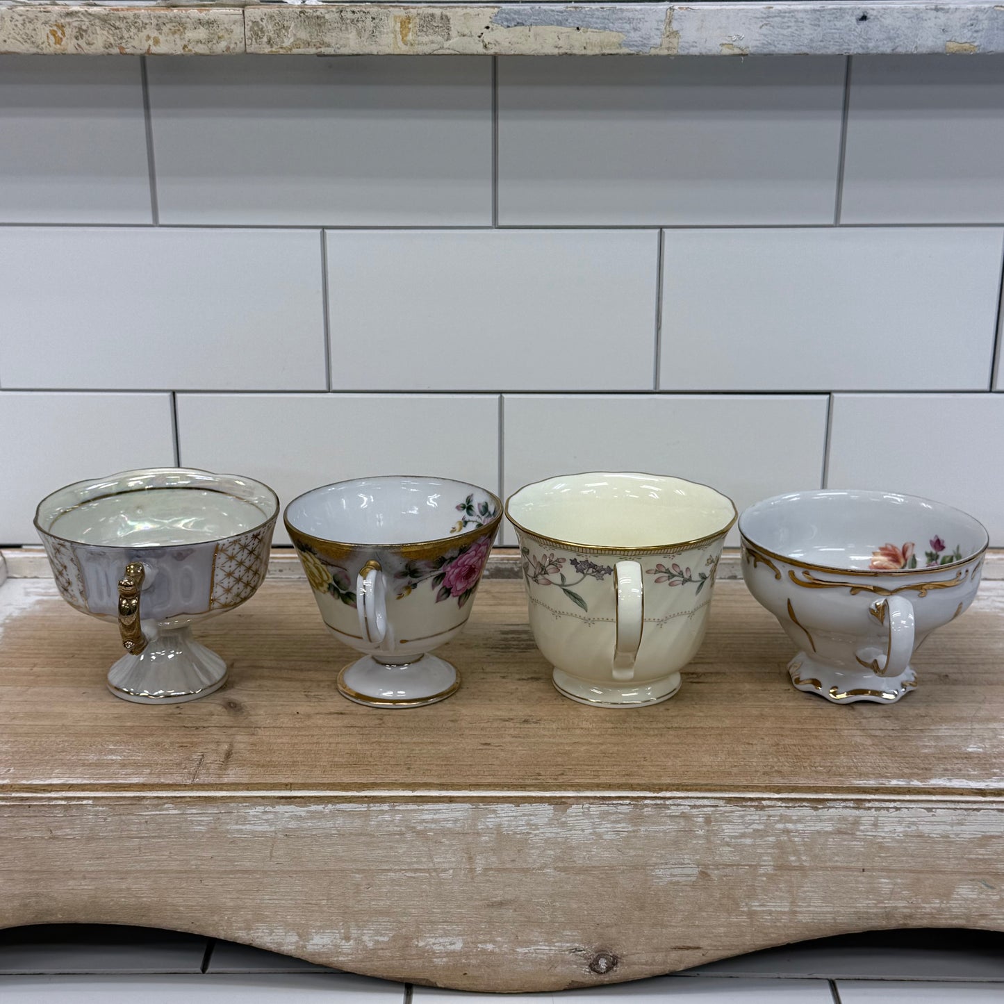 Bone China Teacup & Saucer Lot of 4 Vintage c.1950s-1970s