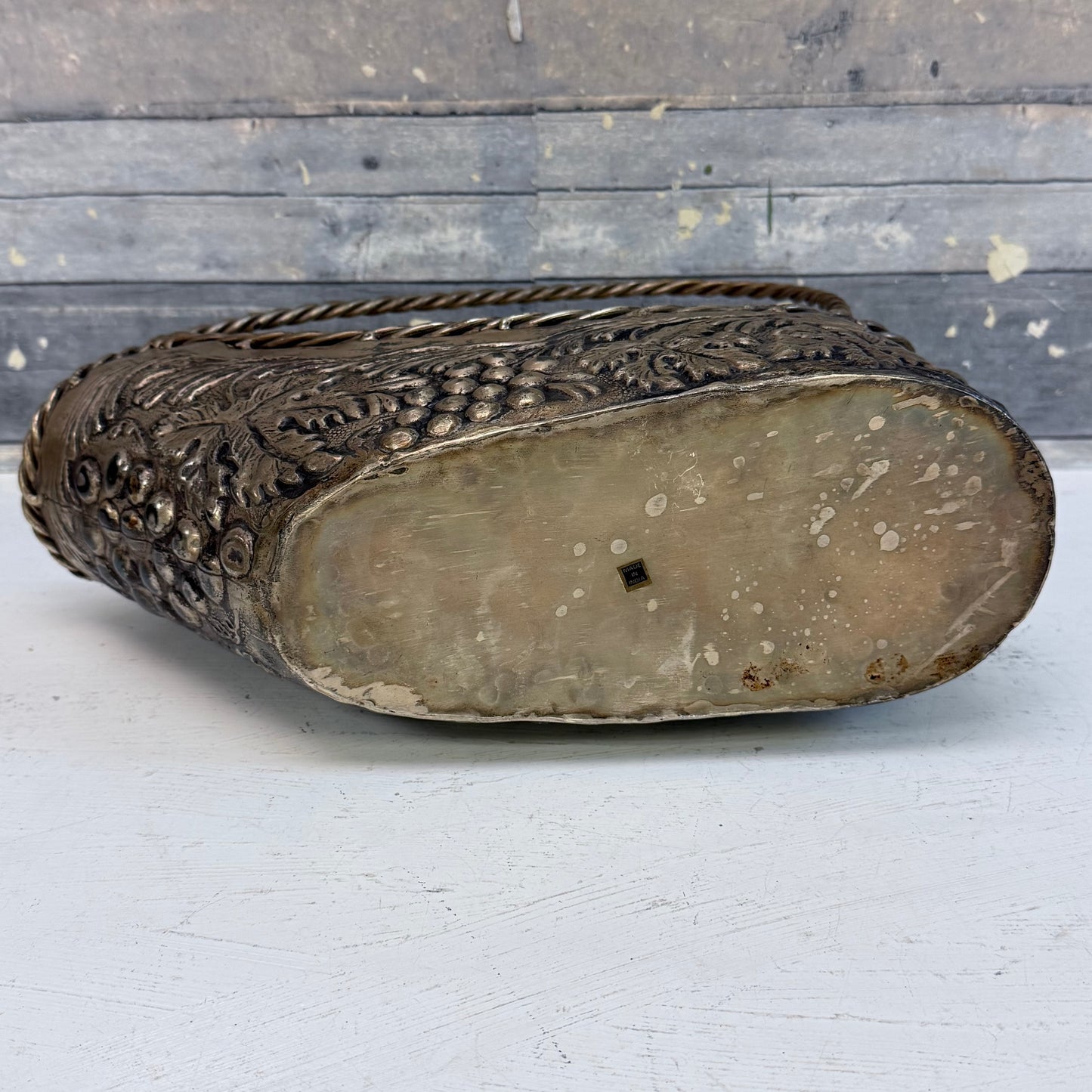 Cast Metal Embossed Basket with Cinnamon Stick Bundle