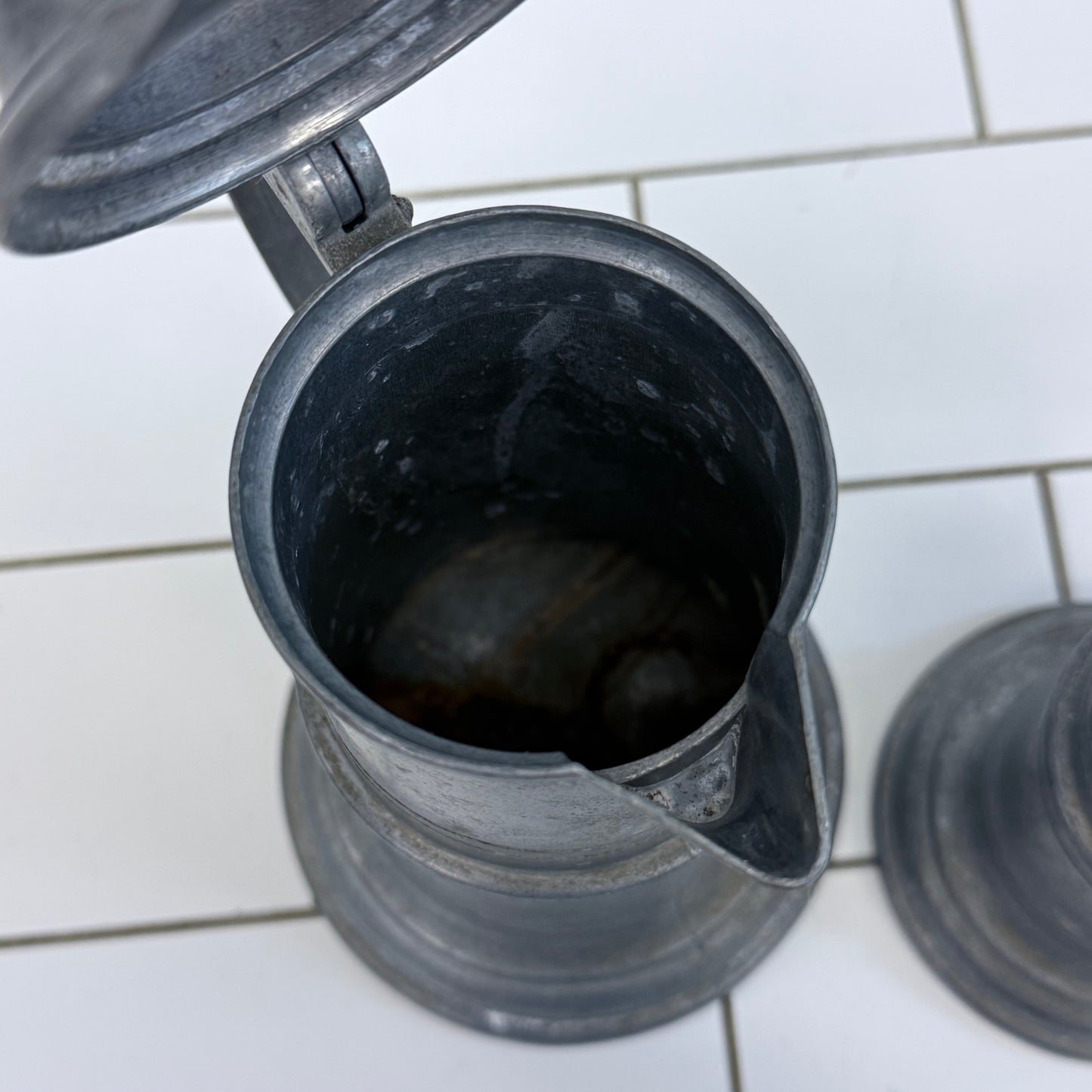 Pewter Flagon Set of 3 with Hinged Lids