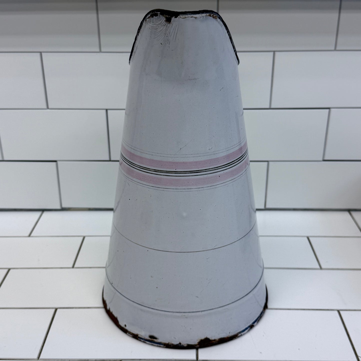 Striped Enamelware Pitcher