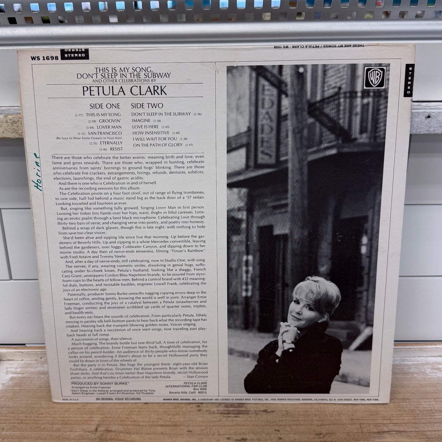 Petula Clark These Are My Songs Vinyl LP 1967 Warner Bros. #WS 1698