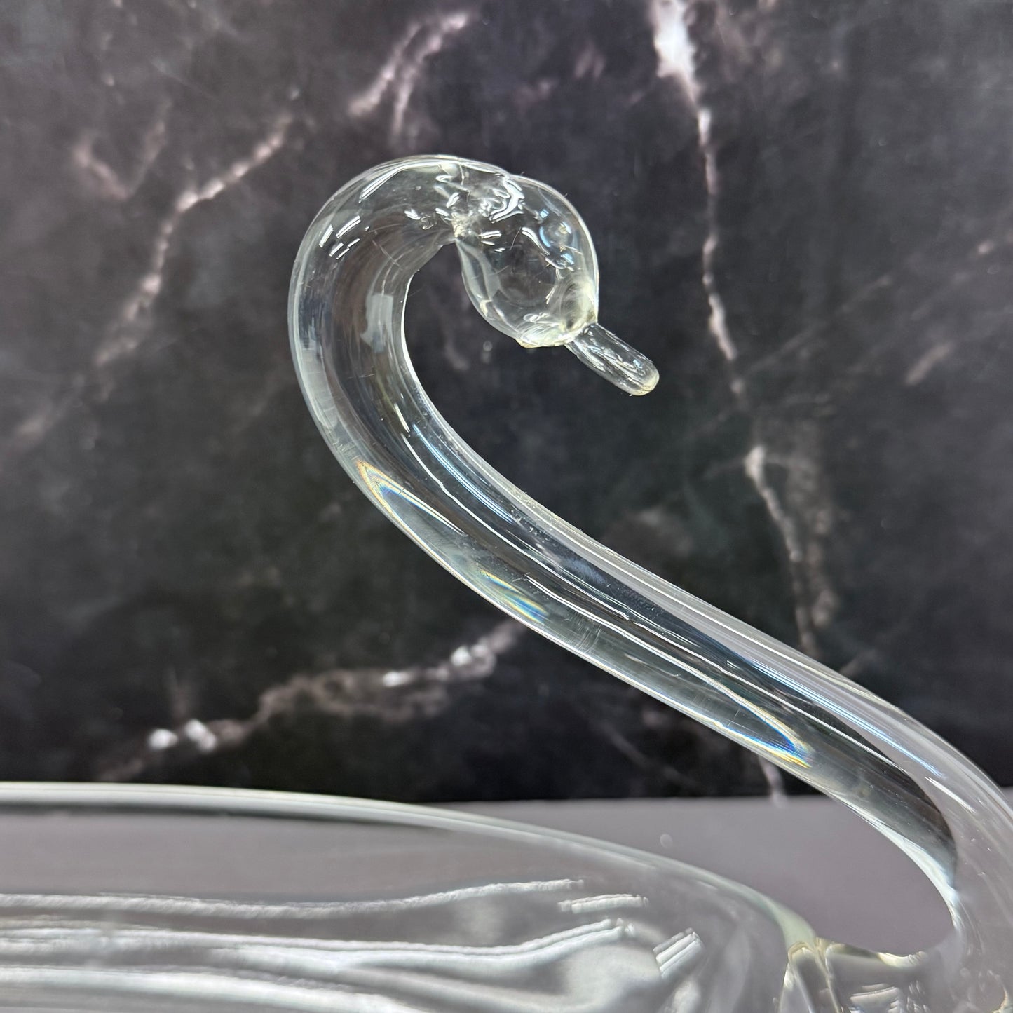 Duncan & Miller Style Glass Swan Bowl