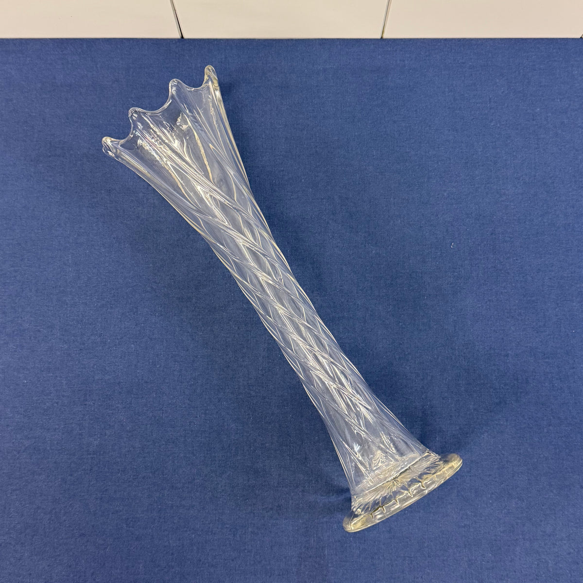 Clear Glass Swung Vase Diamond Pattern