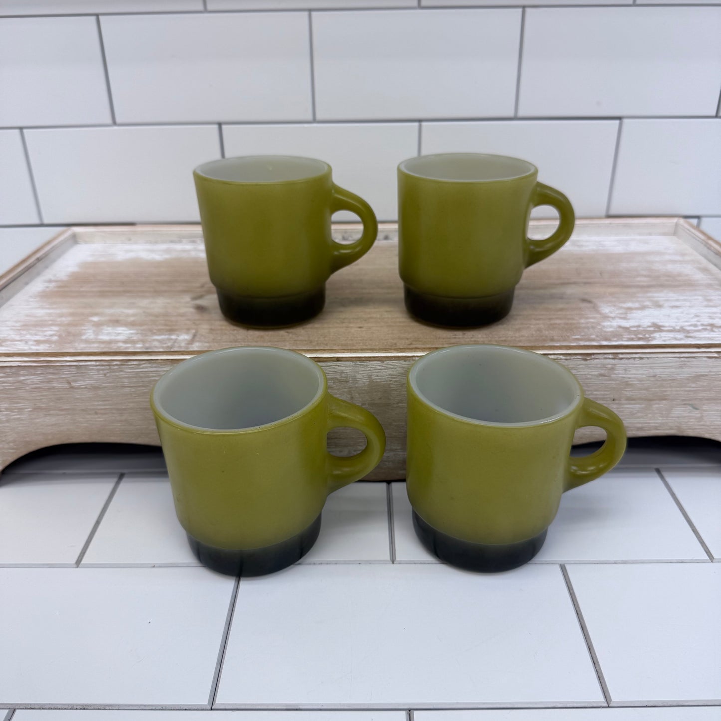 Fire King Mugs Stackable Glass, Set of 4