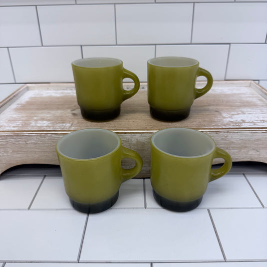 Fire King Mugs Stackable Glass, Set of 4