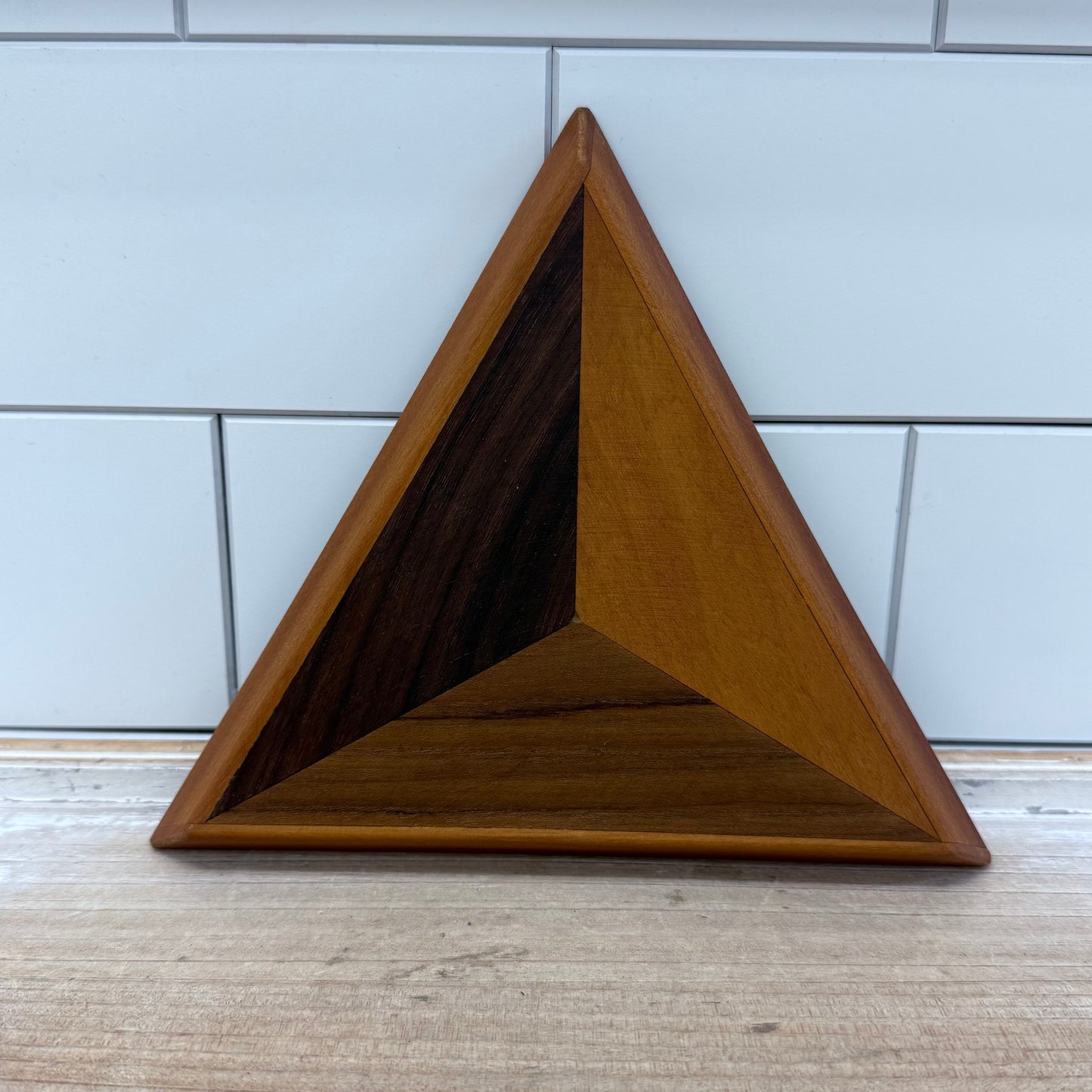 Triangular Dishes, Wood Set of 7