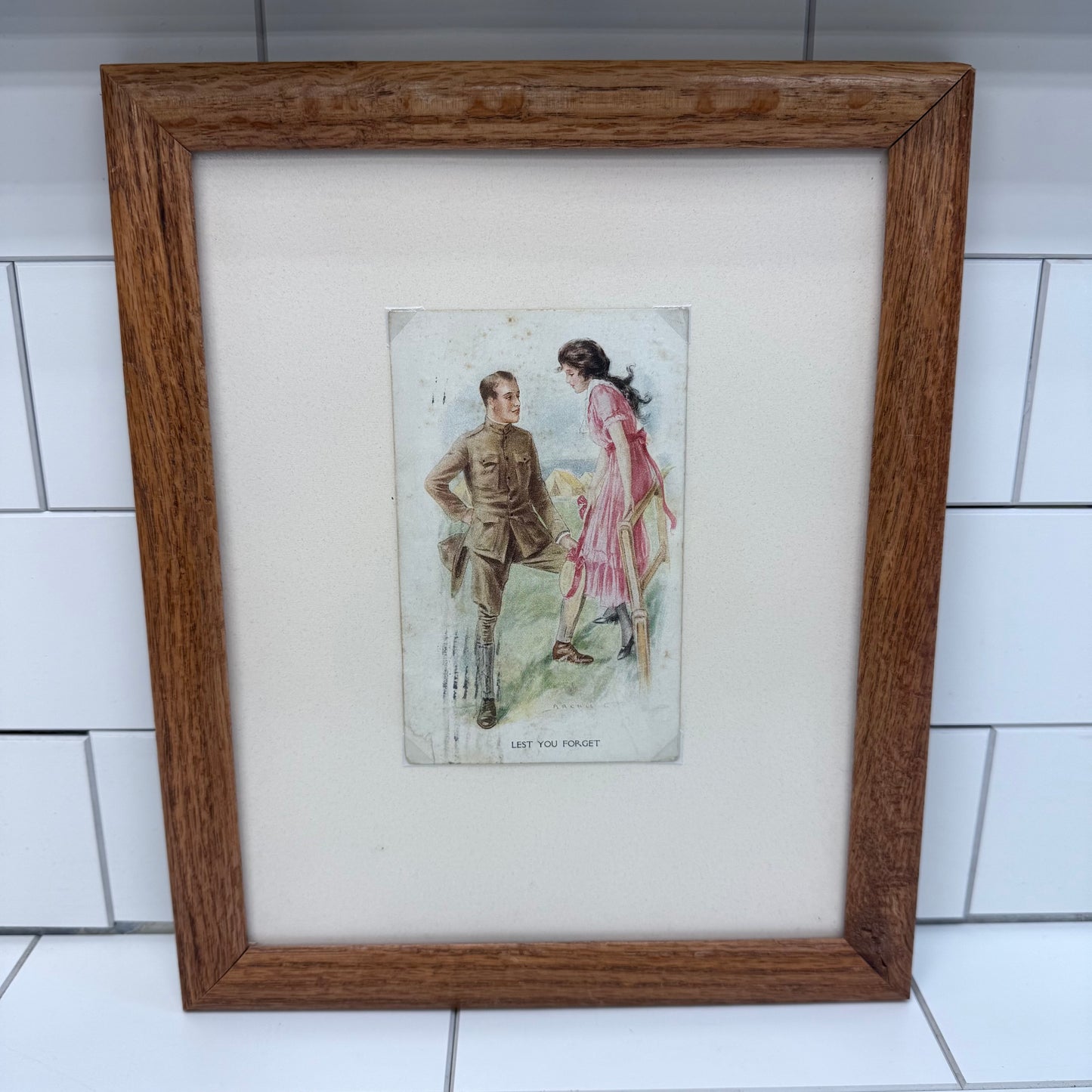 Archie Gunn Lest You Forget Framed Postcard Art Print, 1917