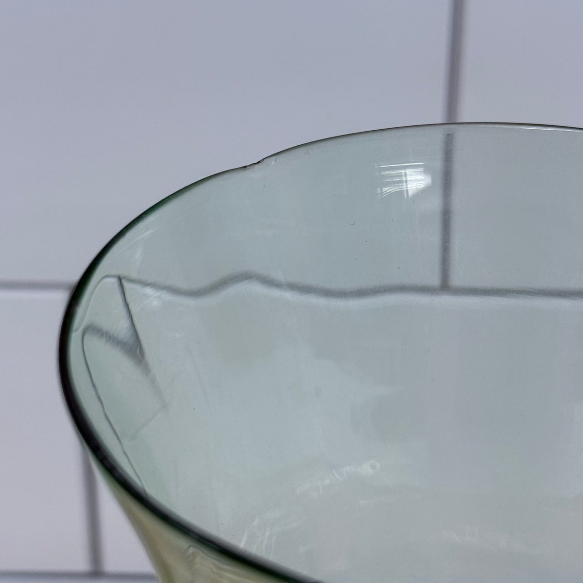 Green Glass Goblets Flared Bowl Set of 4