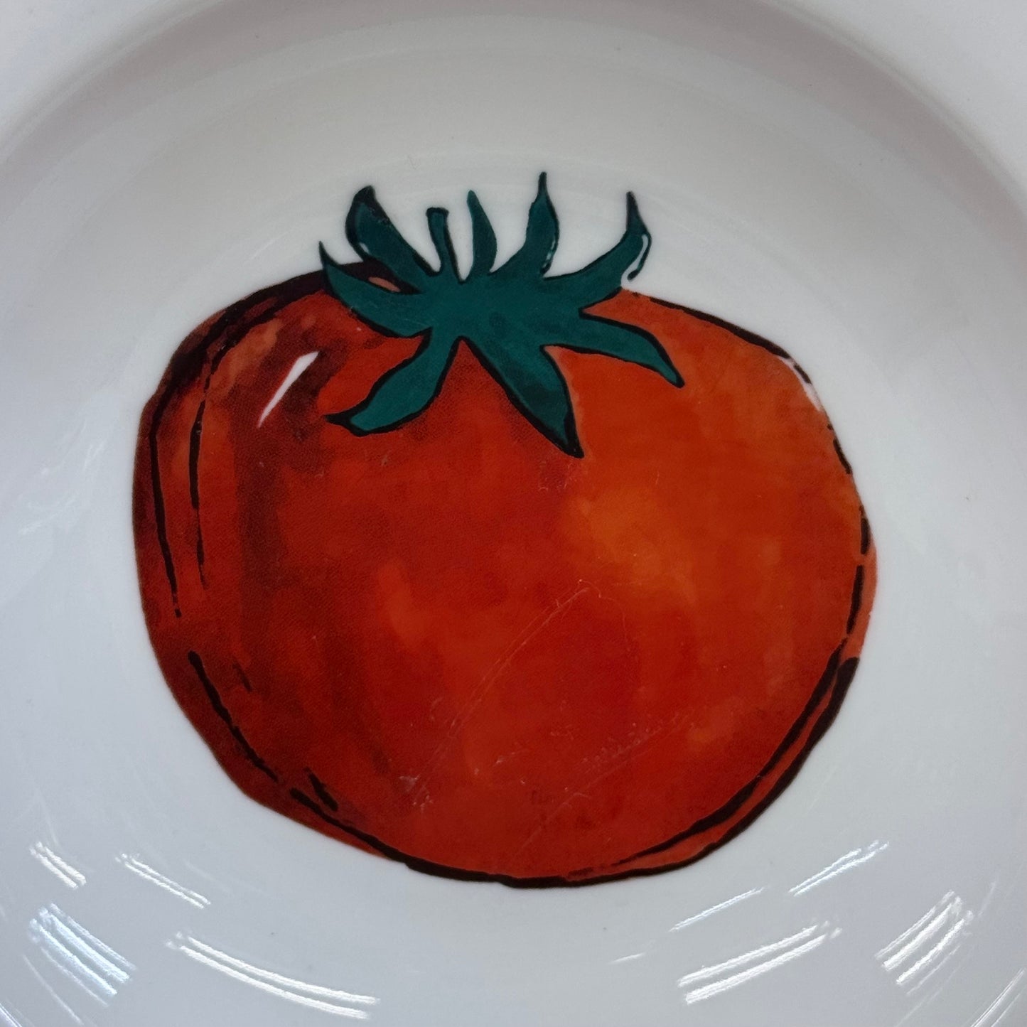 Crate & Barrel Tomato Pasta Bowls Set of 4 Ceramic Dinnerware