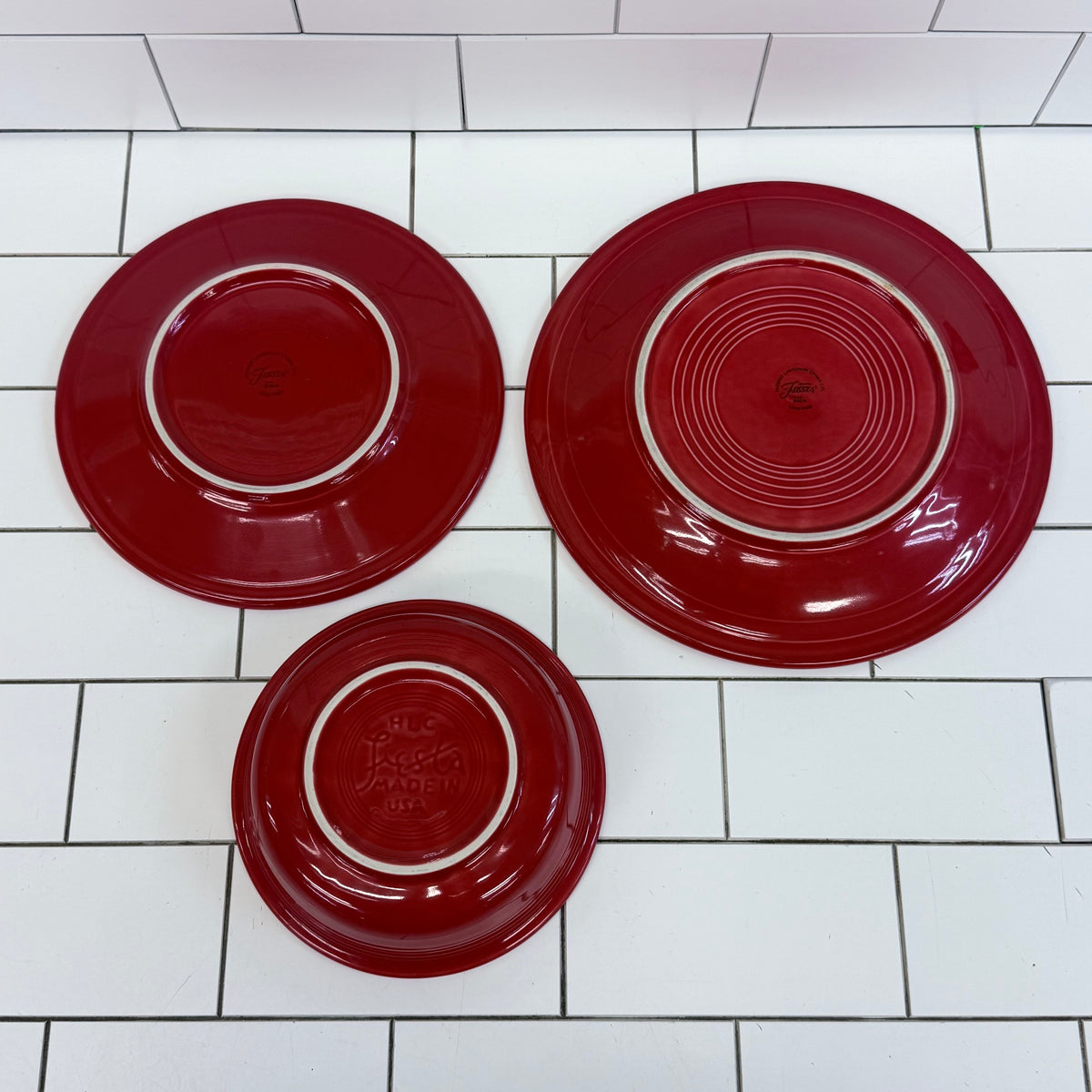 Fiesta Scarlet Peacock White Dinner Set Lot of 9