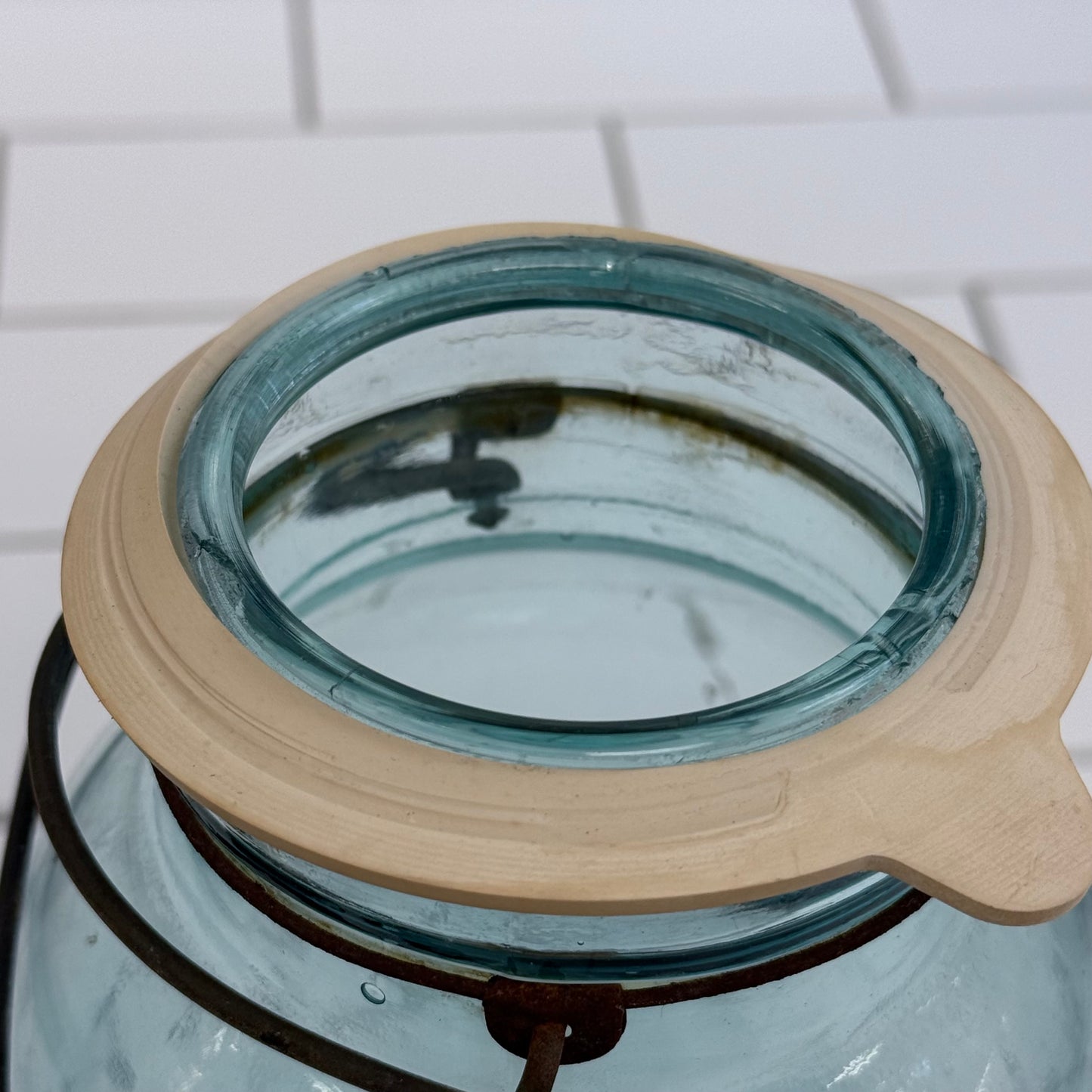 Hazel Atlas E-Z Seal Aqua Glass Canning Jar USA 1910s-1920s