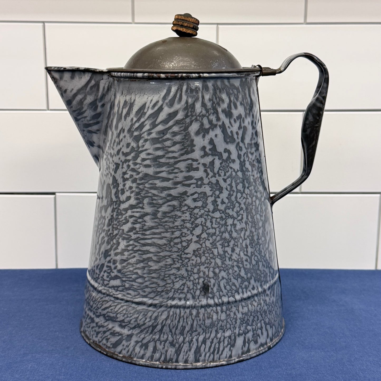 Graniteware Coffee Pot Enamel Camp Kettle Antique 1920s