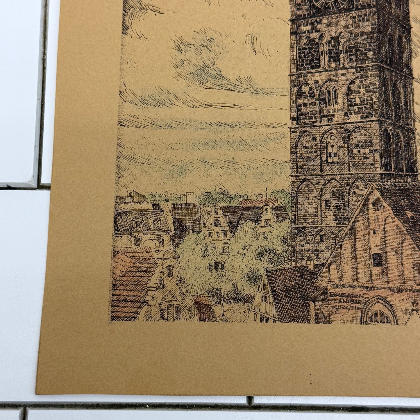 1941 Bremen Germany Clock Tower Art Print by K. Walter