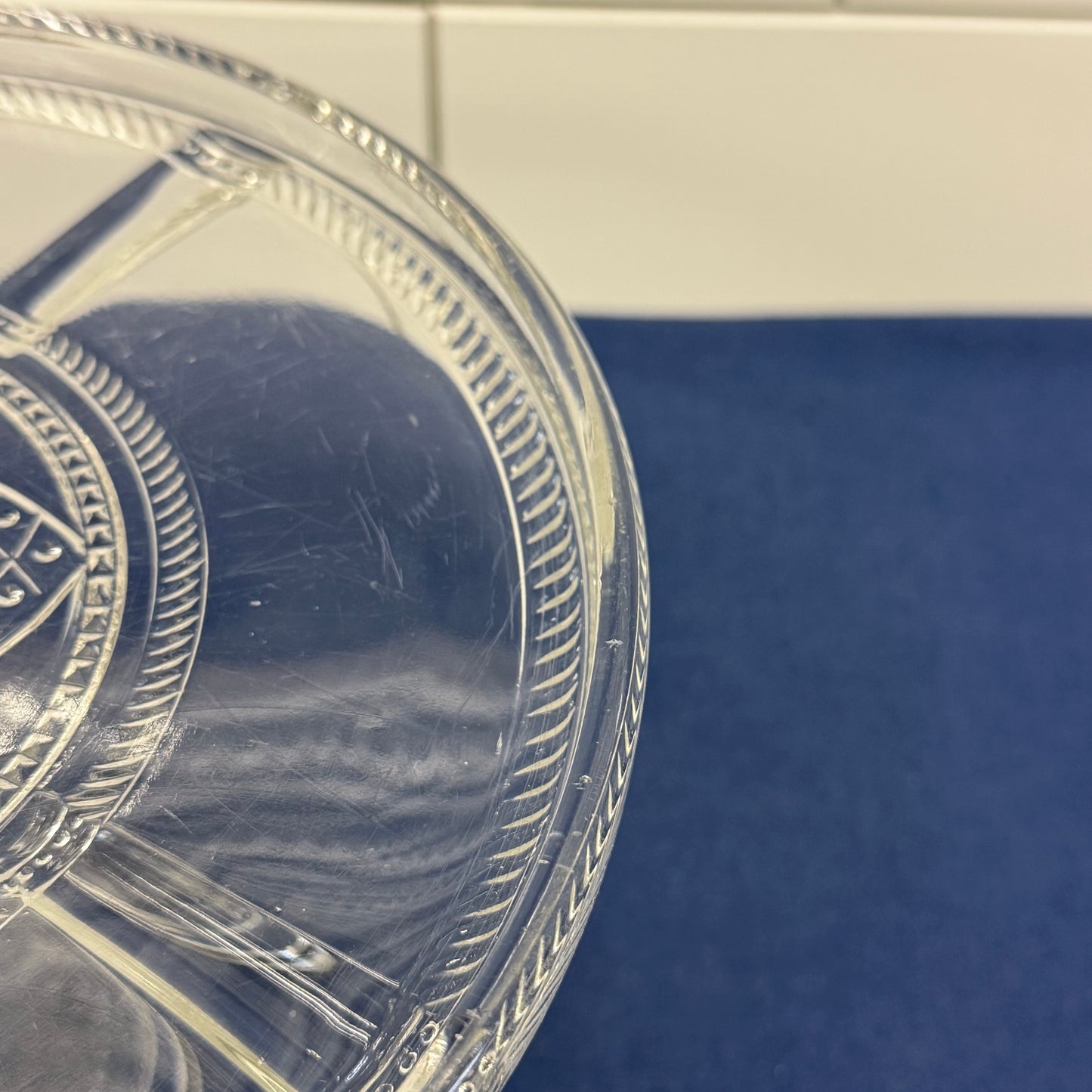 Bryce Bros Argent Rope Band EAPG Glass Cake Stand c. 1900
